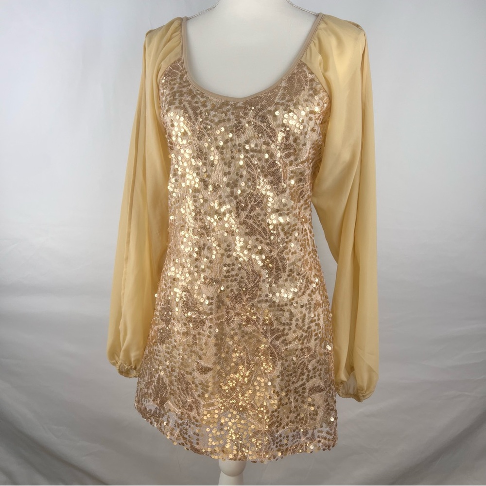 American Glamour by Badgley Mischka Tunic Shirt Dress Size Medium Beaded